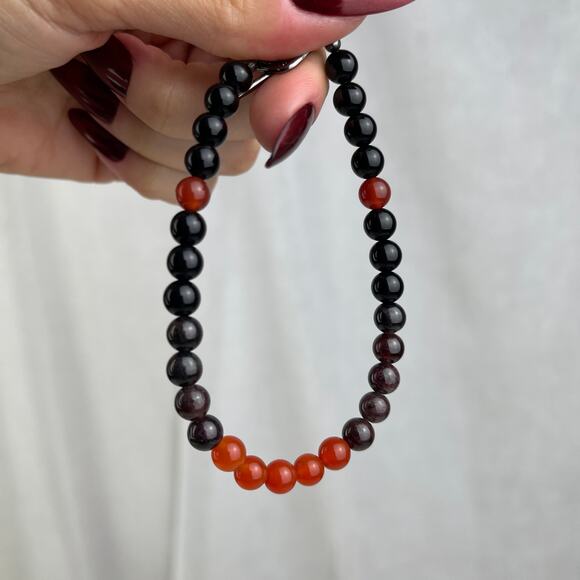 Carnelian Garnet Obsidian Crystal Gemstone Bead Bracelet Handmade - Picture 10 of 16